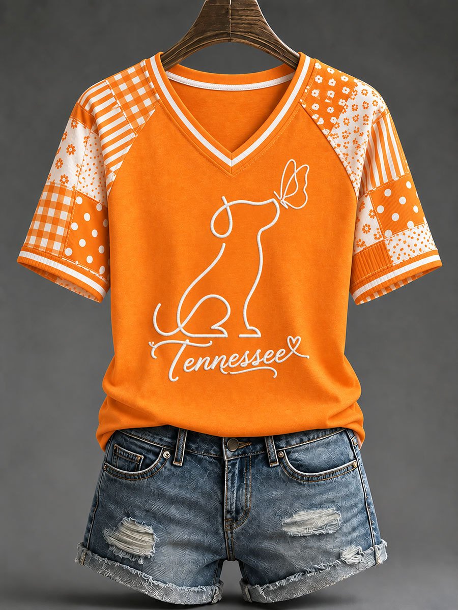 Tennessee Football x Dolly Parton Merch Tennessee V-Neck Shirt Tennessee Football Tee