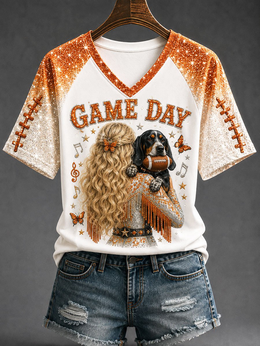 Tennessee Football x Dolly Parton Merch V-Neck Shirt Dolly Parton Memorial Tee
