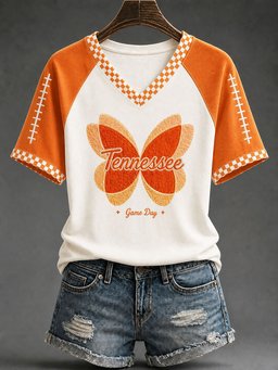 Tennessee Football x Dolly Parton Merch Tennessee Game Day V-Neck Shirt Vols Fan Tee
