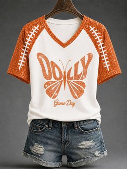 Tennessee Football x Dolly Parton Merch Dolly Game Day V-Neck Shirt Tennessee Pride Tee