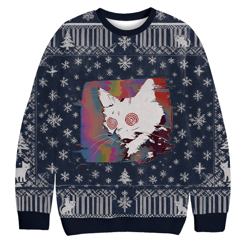 Glitch Cat Christmas Ugly Sweater Christmas Holiday Apparel Gifts For Son