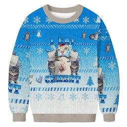 I Eat Cement Funny Cat Meme Christmas Ugly Sweater Funny Cat Christmas Attire Gift