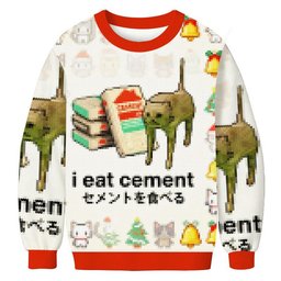 I Eat Cement Christmas Ugly Sweater Funny Cat Christmas Attire Gifts For Grandma