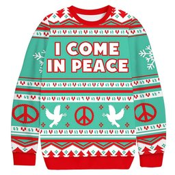 I Come In Peace Christmas Ugly Sweater Funny Xmas Outfits Coworker Gifts