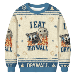 I Eat Drywall Christmas Ugly Sweater Funny Cat Christmas Clothes Gifts For Daughter