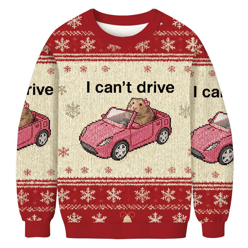 I Can_t Drive Funny Hamster Meme Christmas Ugly Sweater Funny Xmas Outfits Grandma Gifts