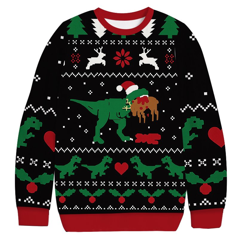 Funny T-Rex Dinosaur Christmas Ugly Sweater Funny Christmas Clothes Gifts For Son