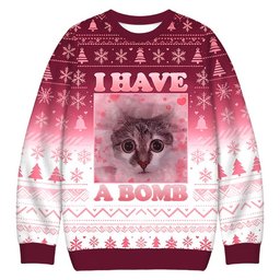 I Have a Bomb Funny Cat Dank Meme Christmas Ugly Sweater Funny Christmas Outfits