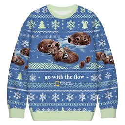 Go With The Flow Otters Christmas Ugly Sweater Xmas Holiday Merch Wife Gifts