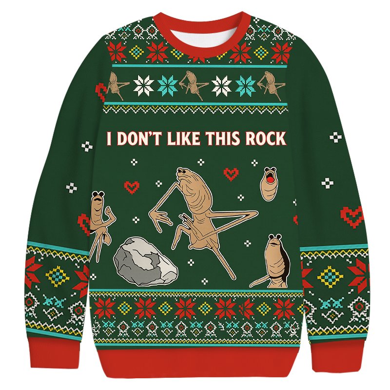 I Don_t Like This Rock Christmas Ugly Sweater Funny Xmas Outfits Holiday Lover Gifts