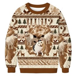 Huh Cat Chonky Ben Meme Christmas Ugly Sweater Funny Xmas Clothes Girlfriend Gifts