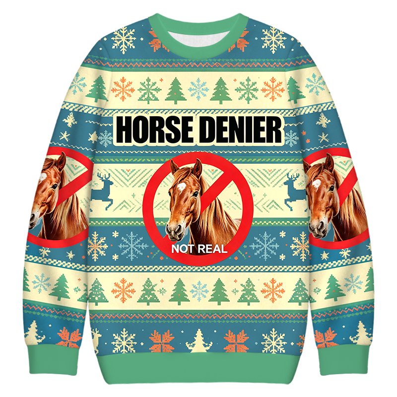 Horse Denier Funny Horses Christmas Ugly Sweater Funny Xmas Clothes Husband Gifts