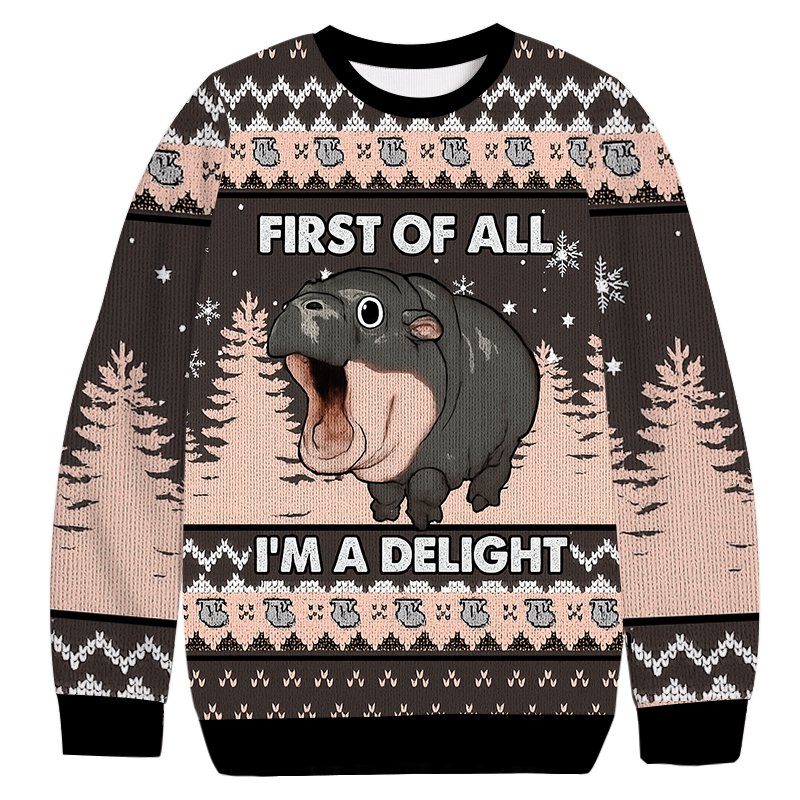 Funny Hippo Christmas Ugly Sweater Funny Christmas Apparel Hippo Lover Gifts