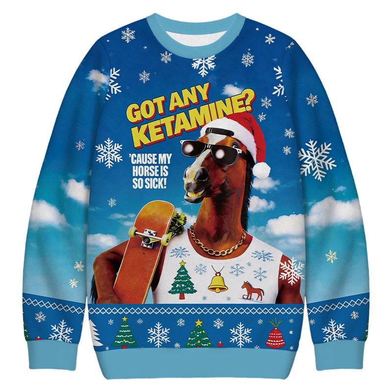 Got Any Ketamine Hilarious Horse Christmas Ugly Sweater Xmas Holiday Clothing Gifts