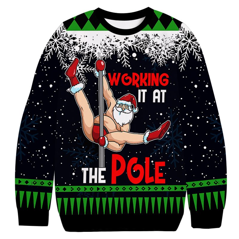 Funny Santa Pole Dancing Christmas Ugly Sweater Funny Christmas Clothes Holiday Gifts