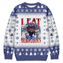 I Eat Microplastics Christmas Ugly Sweater Funny Cat Christmas Clothes Cat Lover Gift