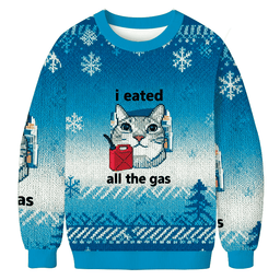 I Eated All The Gas Cat Funny Christmas Ugly Sweater Funny Cat Christmas Clothing