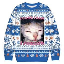 I Forgor Funny Cat Meme Christmas Ugly Sweater Funny Cat Christmas Outfits Gift