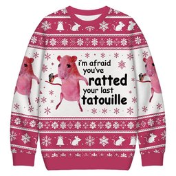 Funny Pink Rat Meme Christmas Ugly Sweater Funny Christmas Gear Unique Gift