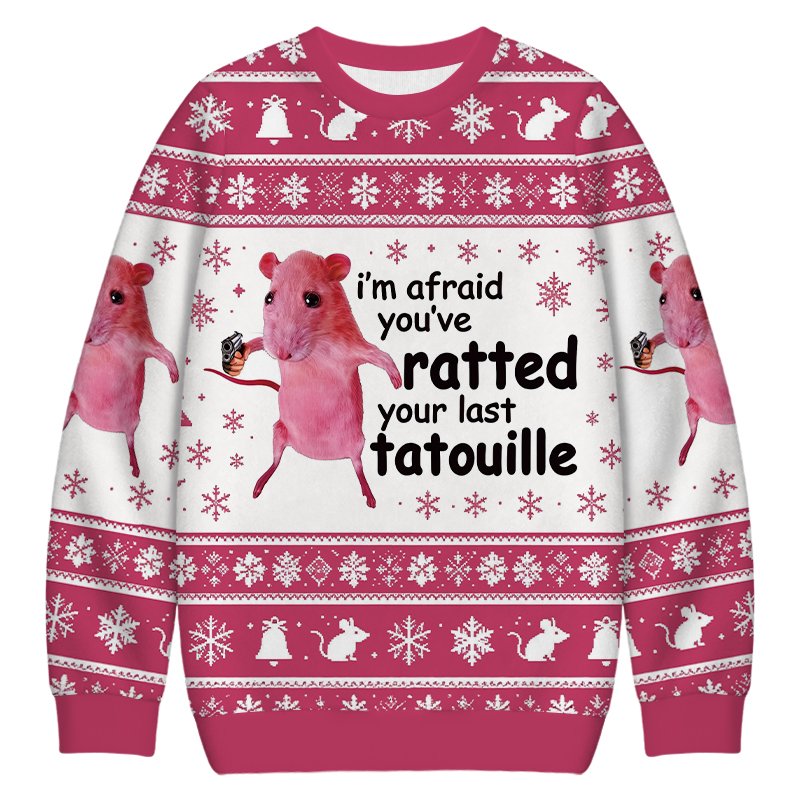 Funny Pink Rat Meme Christmas Ugly Sweater Funny Christmas Gear Unique Gift