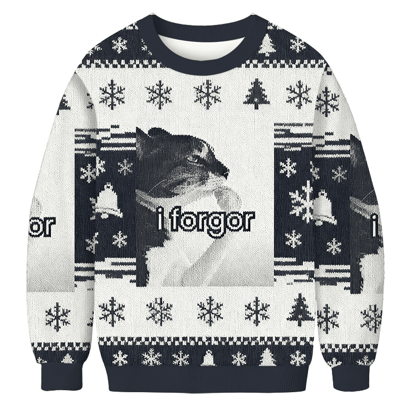 I Forgor Cat Meme Christmas Ugly Sweater Funny Cat Christmas Outfits Gifts For Mom