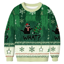 Funny Black Cat Meme Christmas Ugly Sweater Funny Xmas Outfits Gifts For Wife
