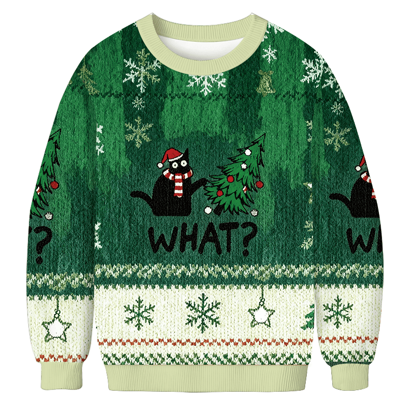 Funny Black Cat Meme Christmas Ugly Sweater Funny Xmas Outfits Gifts For Wife