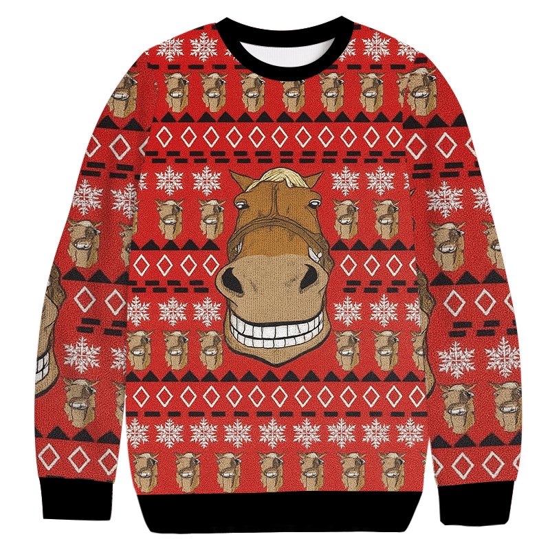 Funny Horse Meme Christmas Ugly Sweater Funny Horse Christmas Gear Unique Gifts
