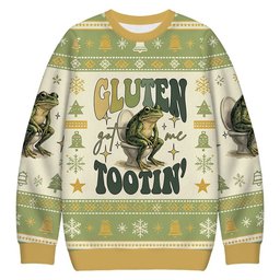 Funny Gluten Frog Meme Christmas Ugly Sweater Funny Frog Christmas Clothing Gifts Ideas