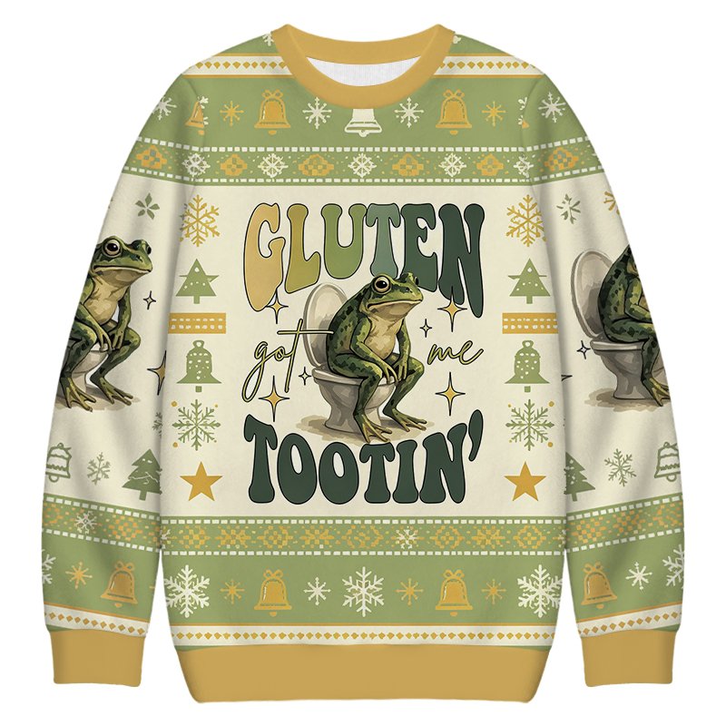 Funny Gluten Frog Meme Christmas Ugly Sweater Funny Frog Christmas Clothing Gifts Ideas