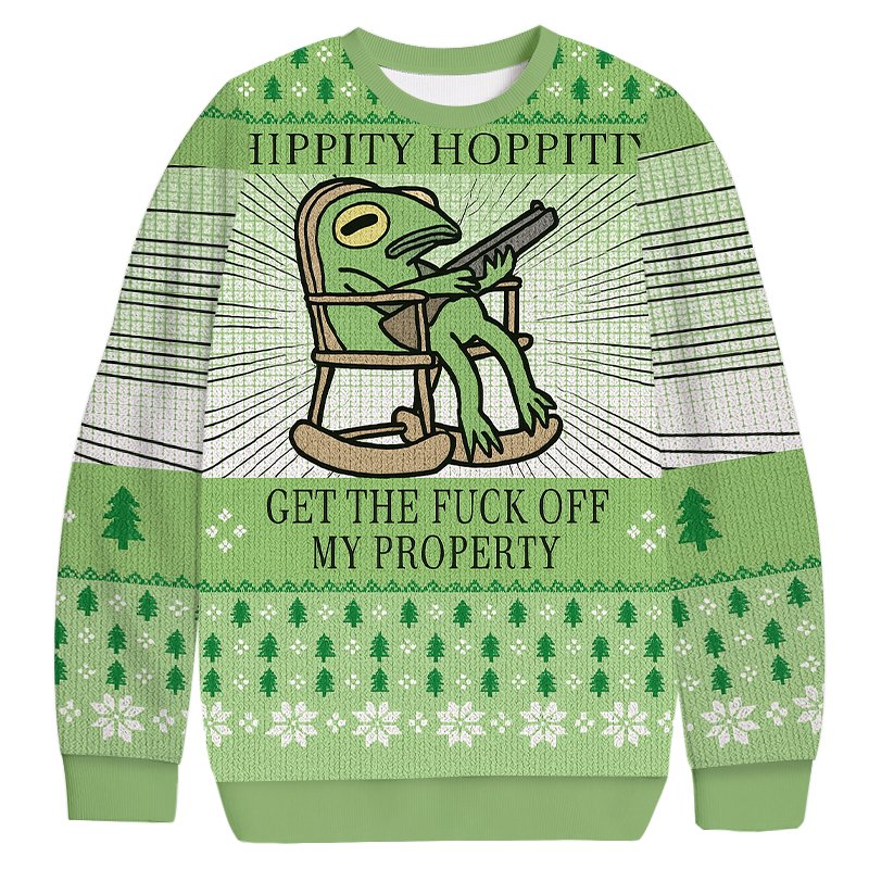 Frog Hippity Hoppity Christmas Ugly Sweater Funny Christmas Gear Gifts For Dad