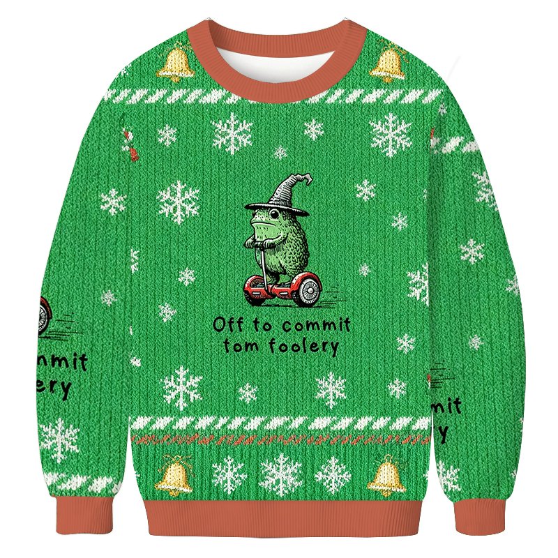 Frog Riding A Balance Scooter Christmas Ugly Sweater Funny Christmas Gear Dad Gifts