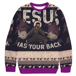 Funny Biblical Figure Has Your Back Christmas Ugly Sweater Funny Xmas Outfits Gifts