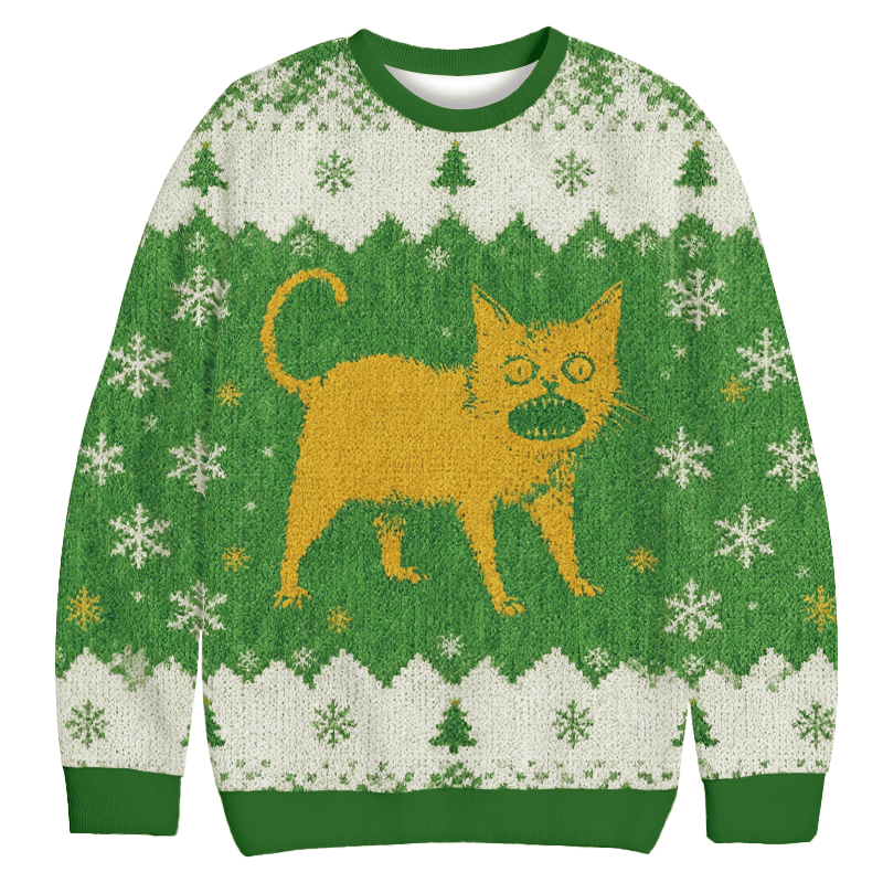 Horrible Japanese Cat Christmas Ugly Sweater Funny Xmas Clothes Cat Lover Gifts