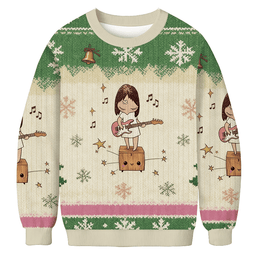 Girl playing Guitar Christmas Ugly Sweater Christmas Holiday Apparel Daughter Gifts