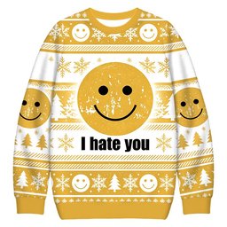 I Hate You Smiley Face Christmas Ugly Sweater Funny Christmas Outfits Gifts For Her