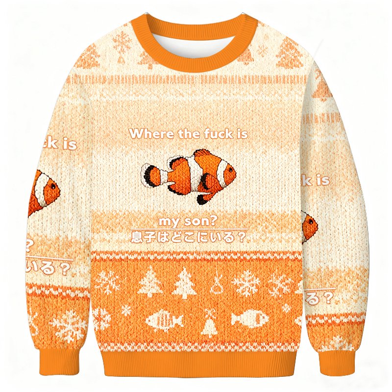 Fish Looking For Son Christmas Ugly Sweater Funny Christmas Clothing Gifts For Her