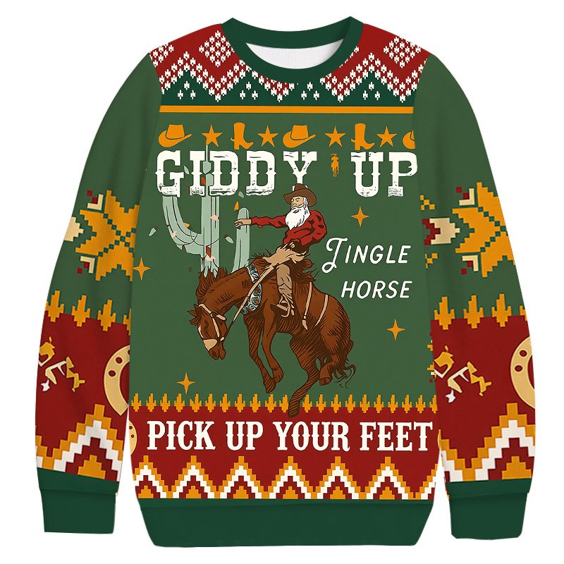 Giddy Up Jingle Horse Christmas Ugly Sweater Christmas Holiday Apparel Dad Gifts