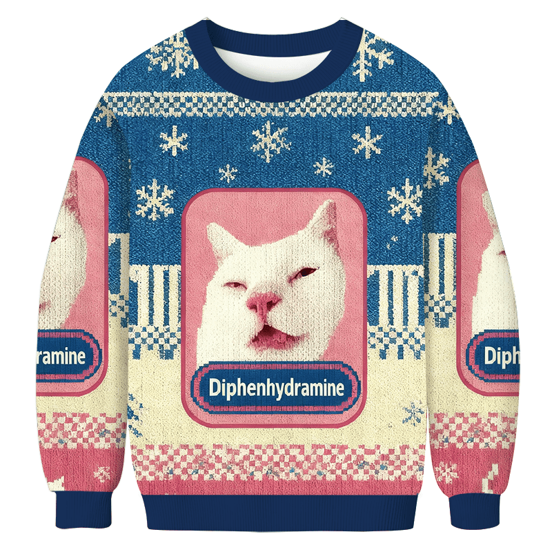 Funny Benadryl Meme Cat Christmas Ugly Sweater Funny Xmas Gear Christmas Gifts
