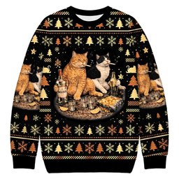 Funny Smoking Cat Christmas Ugly Sweater Funny Christmas Clothes Gifts For Cat Lovers