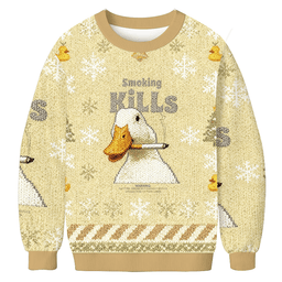 Goose Smoking Funny Meme Christmas Ugly Sweater Xmas Holiday Clothing Daughter Gifts