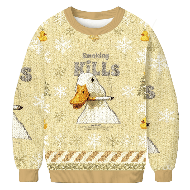 Goose Smoking Funny Meme Christmas Ugly Sweater Xmas Holiday Clothing Daughter Gifts