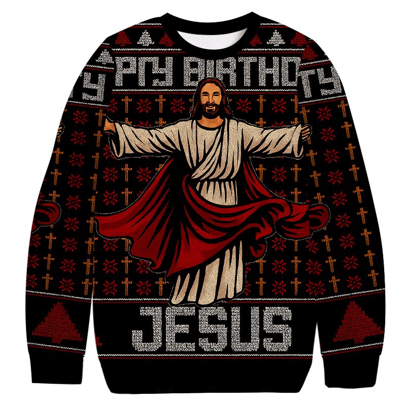 Happy Birthday Biblical Figure Christmas Ugly Sweater Funny Xmas Apparel Wife Gifts