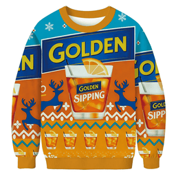 Golden Sipping Christmas Ugly Sweater Xmas Holiday Merch Boyfriend Gifts