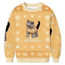 I Can Has Cheezburger Christmas Ugly Sweater Funny Xmas Outfits Son Gifts