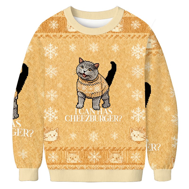 I Can Has Cheezburger Christmas Ugly Sweater Funny Xmas Outfits Son Gifts