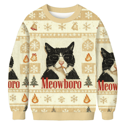 Funny Cat Smoking Cigarette Meme Christmas Ugly Sweater Funny Xmas Apparel Gifts