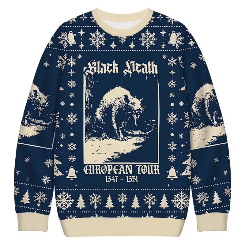 Black Death Rat Christmas Ugly Sweater Unique Xmas Attire Gifts For Grandma