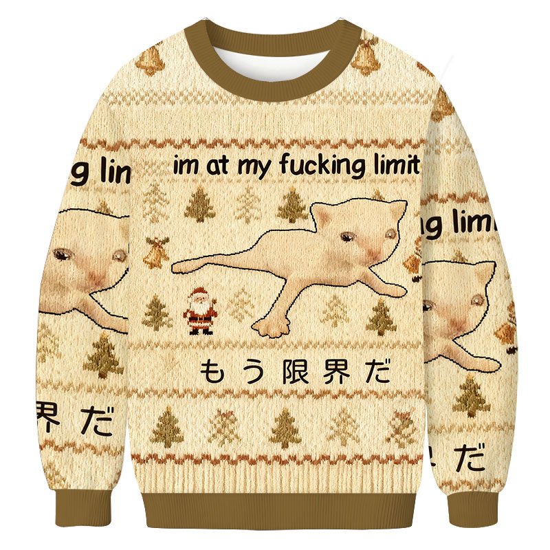 Cat Reaching Its Limit Christmas Ugly Sweater Funny Xmas Clothes Christmas Gifts Ideas