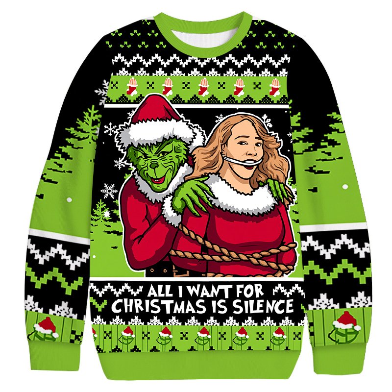All I Want For Christmas Is Silence Christmas Ugly Sweater Funny Xmas Clothing